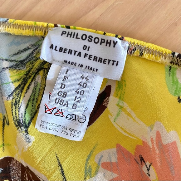 Vintage Philosophy di Alberta Ferretti silk midi skirt abstract florals - Picture 6 of 8